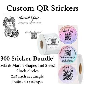 BUY‎ NOW 300 Custom Thank You QR Stickers Mix & Match